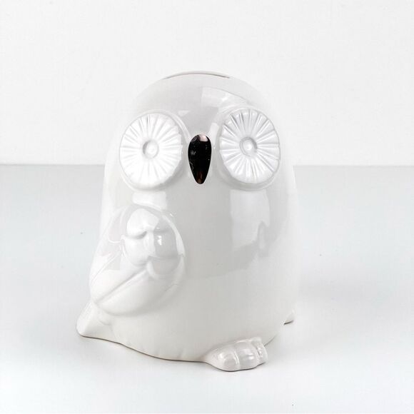 Pottery Barn Kids White Ceramic Owl Adorable Piggybank - Picture 3 of 9
